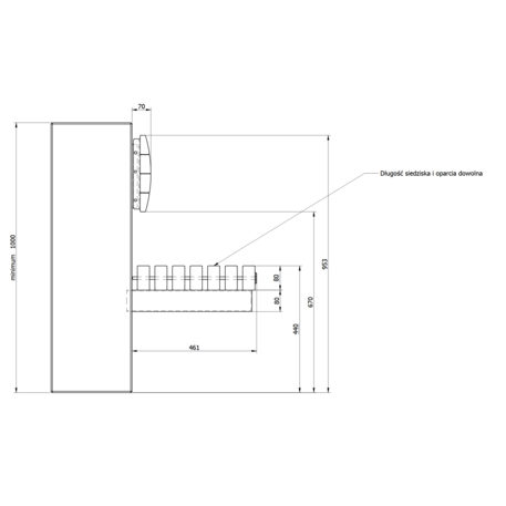 The metal bench with a backrest, made of Iroko wood, is mounted on concrete pedestals or walls 'Premium Collection / STF/13-04-81/MDL'