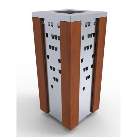 Metalinė šiukšliadėžė su Iroko medienos apdaila 'Exclusive / STF/02-06-04/MDL_70L'