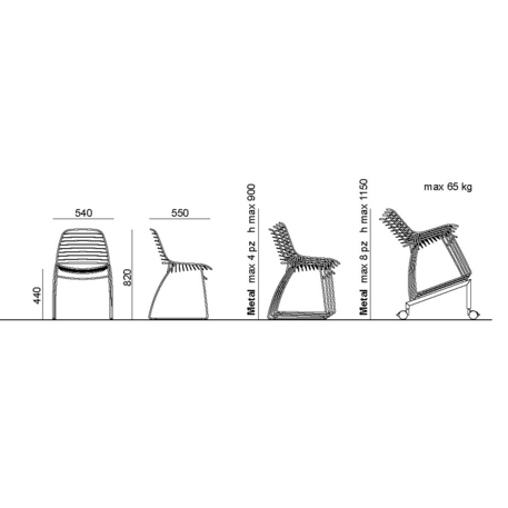 Krzesło metalowe do kawiarni, tarasów, parków 'Eclipse'