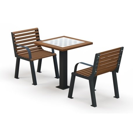 Metalowy stół szachowy i krzesła 2 szt. 'BD/TCH110.01/MDL'