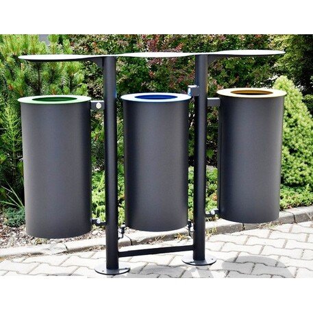 Metal litter bin for sorting 'Aton III 3x30L'