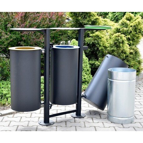 Metal litter bin for sorting 'Aton III 3x30L'