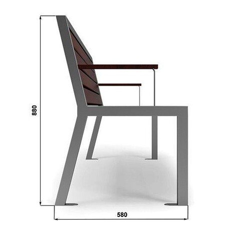 Metal bench with backrest 'BDS_MBG/52-190cm'