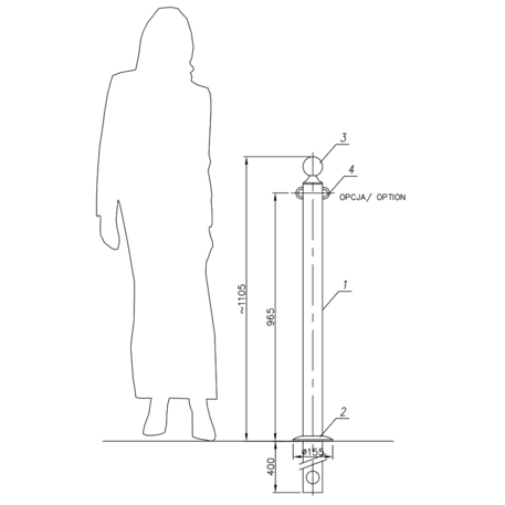 Metallabsperrpfosten für Städte 'MBG-S4/28'