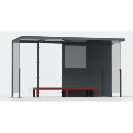 Autobusų stotelės stoginė, paviljonas su 4 moduliais 'Premium / Io_604-PE-4-COMP1'