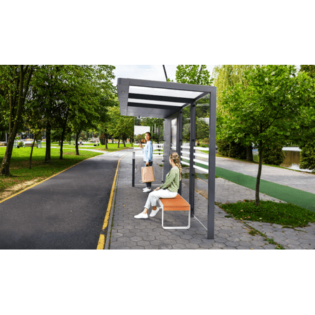 Autobusų stotelės stoginė, paviljonas su 4 moduliais 'Premium / Io_604-PE-4-COMP1'