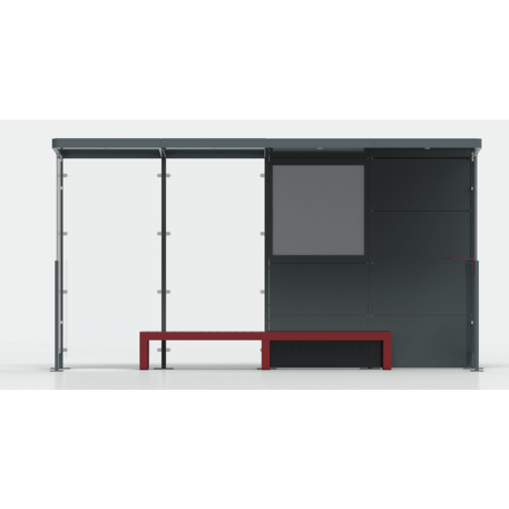 Autobusų stotelės stoginė, paviljonas su 4 moduliais 'Premium / Io_604-PE-4-COMP1'
