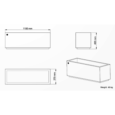 Metalinis lauko vazonas, gėlinė 'Premium / 110x37xH/40cm / BS-401'