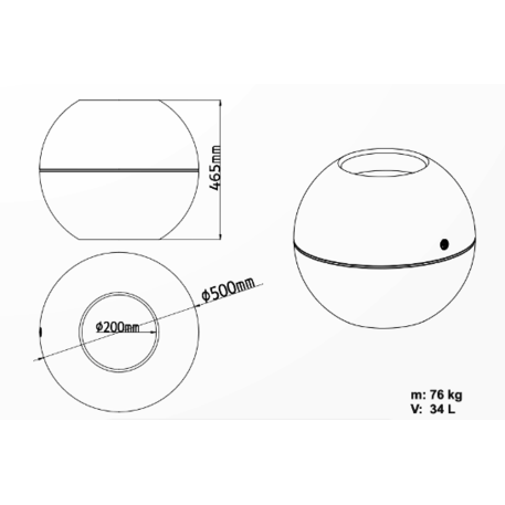 Apvalus betoninis terrazo vazonas (gėlinė) 'Premium / Ø50xH/46,5cm / BS-374'