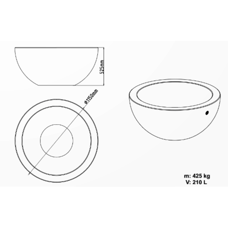 Apvalus betoninis terrazo vazonas (gėlinė) 'Premium / Ø115xH/52,5cm / BS-349'