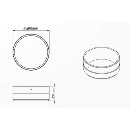 Apvalus betoninis terrazo vazonas (gėlinė) 'Premium / Ø200xH/80cm_BS-274'