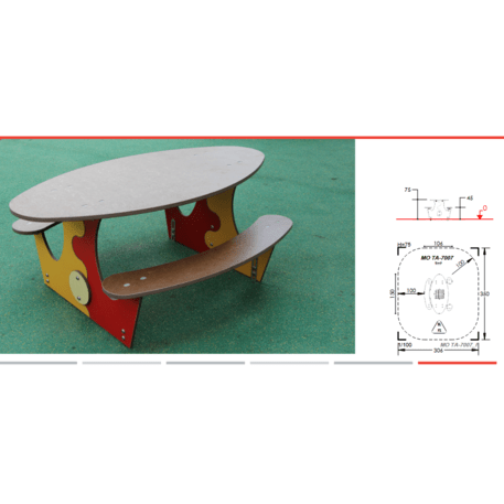 Žaidimų stalas su suolais vaikų aikštelėms 'MO_TA-7007-15'