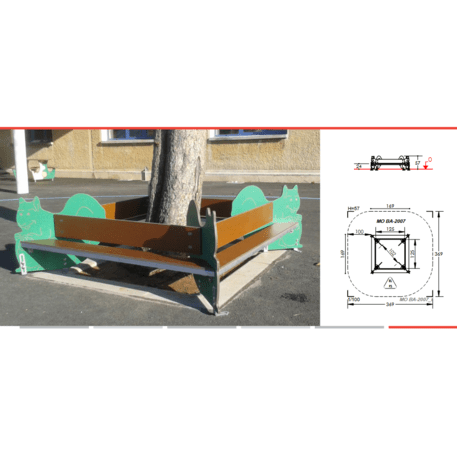 Spalvotas suoliukas vaikų žaidimo aikštelėms 'MO_BA-2007-18'