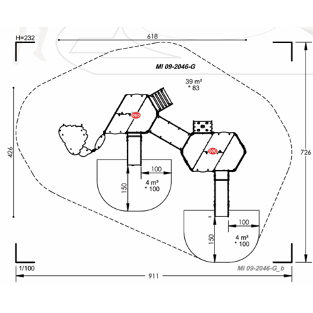 Žaidimų aikštelių kompleksas vaikams nuo 2 metų amžiaus – kolekcija 'MBG-2266_MI 09-2046-G05'