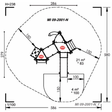 Žaidimų aikštelių kompleksas vaikams nuo 2 metų amžiaus – kolekcija 'MINI / MBG-2204_MI 09-2001-N99'