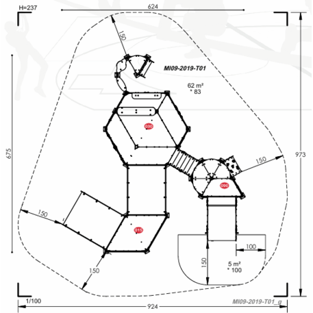 Žaidimų aikštelių kompleksas vaikams nuo 2 metų amžiaus – kolekcija 'MINI / MBG-2229-MI 09-2019-T01'