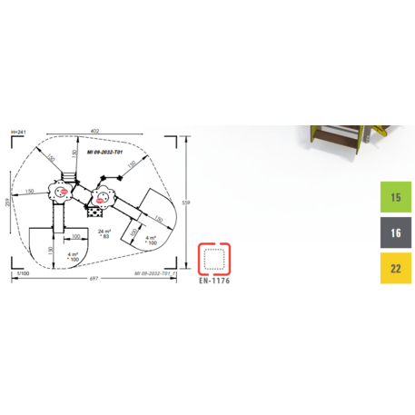 Žaidimų aikštelių kompleksas vaikams nuo 2 metų amžiaus – kolekcija 'MINI / MBG-2240_MI 09-2032-T01'