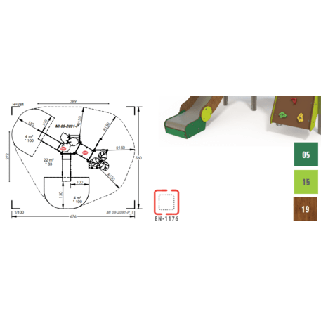 Žaidimų aikštelių kompleksas vaikams nuo 2 metų amžiaus – kolekcija 'MINI / MBG-2303_MI 09-2091-P15'