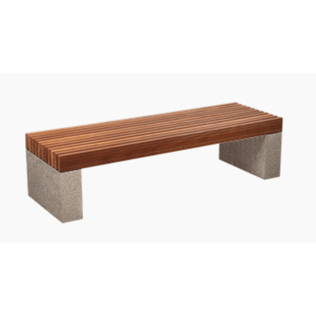 Betoninis suolas be atlošo su medine sėdima dalimi 'Premium / Pause Wood 180cm / 300cm'