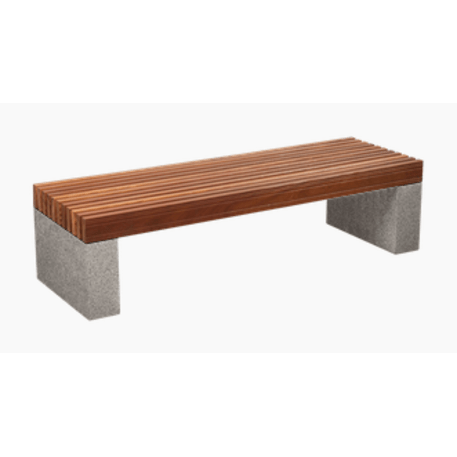 Betoninis suolas be atlošo su medine sėdima dalimi 'Premium / Pause Wood 180cm / 300cm'