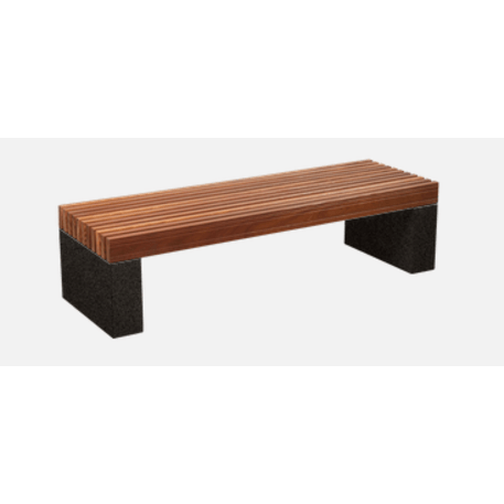 Betoninis suolas be atlošo su medine sėdima dalimi 'Premium / Pause Wood 180cm / 300cm'