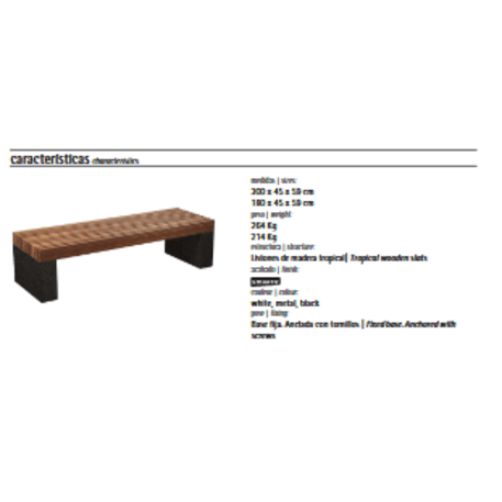 Betoninis suolas be atlošo su medine sėdima dalimi 'Premium / Pause Wood 180cm / 300cm'