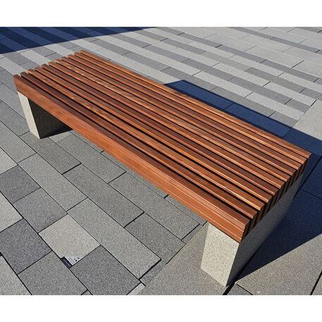Betoninis suolas be atlošo su medine sėdima dalimi 'Premium / Pause Wood 180cm / 300cm'
