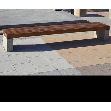Betoninis suolas be atlošo su medine sėdima dalimi 'Premium / Pause Wood 180cm / 300cm'