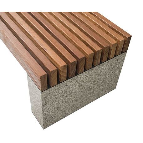 Betoninis suolas be atlošo su medine sėdima dalimi 'Premium / Pause Wood 180cm / 300cm'