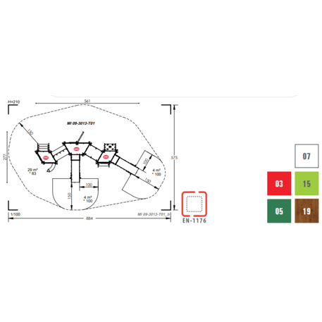 Žaidimų aikštelių kompleksas vaikams nuo 2 metų amžiaus – kolekcija 'MINI / MBG-2324_MI 09-3013-T01'