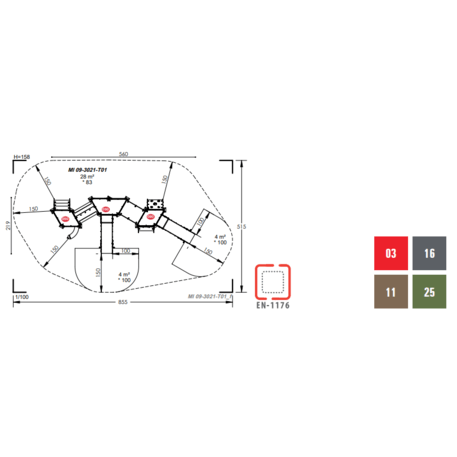 Žaidimų aikštelių kompleksas vaikams nuo 2 metų amžiaus – kolekcija 'MINI / MBG-2334_MI 09-3021-T01'