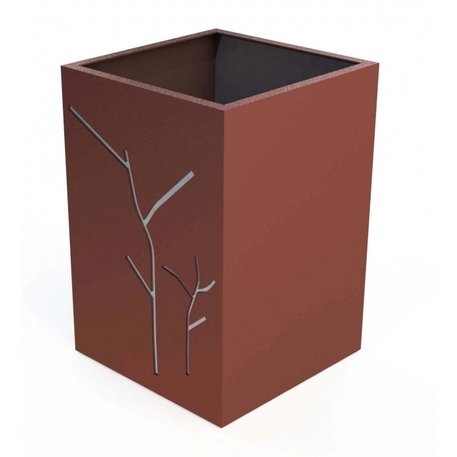 Metalinis lauko vazonas (gėlinė) su dekoratyviniais elementais šonuose 'Planter 17AC / 45,5x45,5xH/66cm'