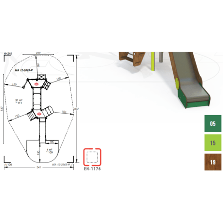 Complesso per parco giochi per bambini dai 2 anni – collezione 'MAXI / MBG-2417_MA 12-2063-P15'