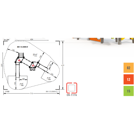 Complesso per parco giochi per bambini dai 2 anni – collezione 'MAXI / MBG-2422_MA 12-2069-E99'