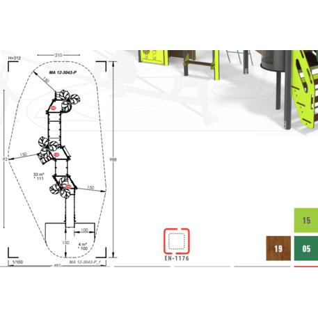 Bērnu rotaļu laukuma komplekss no 2 gadu vecuma – kolekcija 'MAXI / MBG-2473_MA 12-3043-P15'