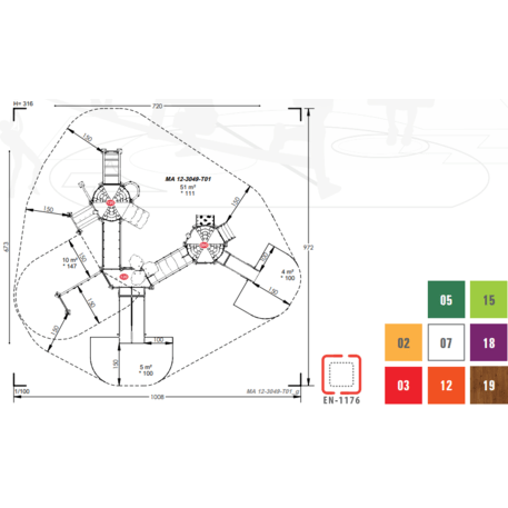 Žaidimų aikštelių kompleksas vaikams nuo 2 iki 10 metų amžiaus – kolekcija 'MAXI / MBG-2483_MA 12-3049-T01'