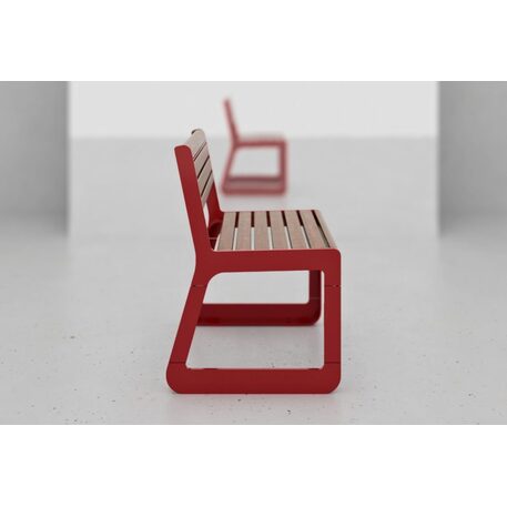 Metallstuhl mit Rückenlehne aus Iroko-Holz 'Sido / 001609'