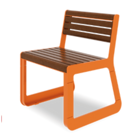 Metallstuhl mit Rückenlehne aus Iroko-Holz 'Sido / 001609'