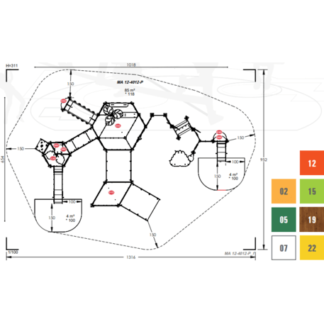 Kompleks placu zabaw dla dzieci od 2. roku życia – kolekcja 'MAXI / MBG-2499_MA 12-4012-P99'