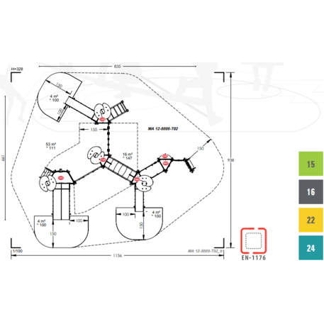 Kompleks placu zabaw dla dzieci od 2. roku życia – kolekcja 'MAXI / MBG-2509_MA 12-5005-T02'