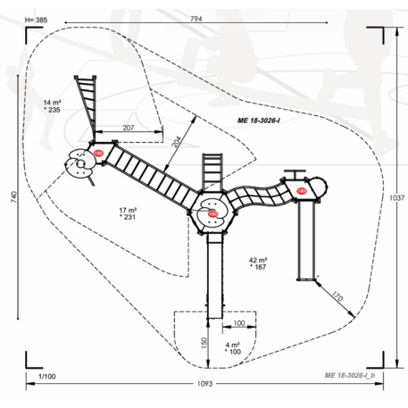 Žaidimų aikštelių kompleksas vaikams nuo 2 iki 12 metų amžiaus – kolekcija 'MEGA / MBG-2581_ME 18-3026-I99'