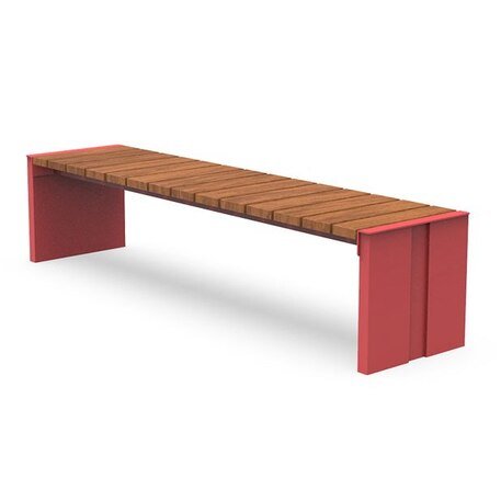 Metalinis suolas (suoliukas) be atlošo, pagamintas iš Iroko medienos 'Helio / 012141'