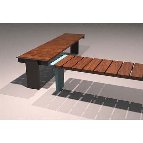 Metalinis suolas (suoliukas) be atlošo, pagamintas iš Iroko medienos 'Helio / 012141'