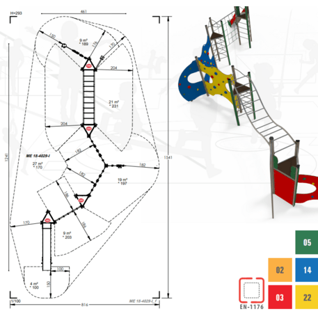 Žaidimų aikštelių kompleksas vaikams nuo 2 iki 12 metų amžiaus – kolekcija 'MEGA / MBG-2622_ME 18-4029-I99'