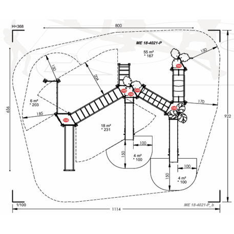 Žaidimų aikštelių kompleksas vaikams nuo 2 iki 12 metų amžiaus – kolekcija 'MEGA / MBG-2612_ME 18-4021-P15'
