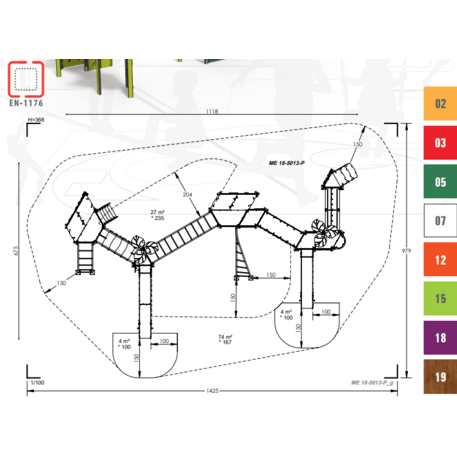 Žaidimų aikštelių kompleksas vaikams nuo 2 iki 12 metų amžiaus – kolekcija 'MEGA / MBG-2628_ME 18-5013-P15'