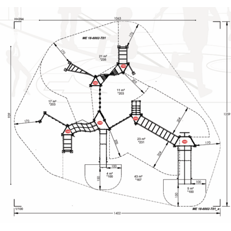 Žaidimų aikštelių kompleksas vaikams nuo 2 iki 12 metų amžiaus – kolekcija 'MEGA / MBG-2634_ME 18-6002-T01'