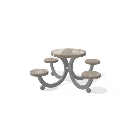 Betoninis pikniko stalas su keturiomis sėdimomis vietomis, šlifuotu terrazzo paviršiumi 'Premium / 188x188xH/75cm / BS-427'
