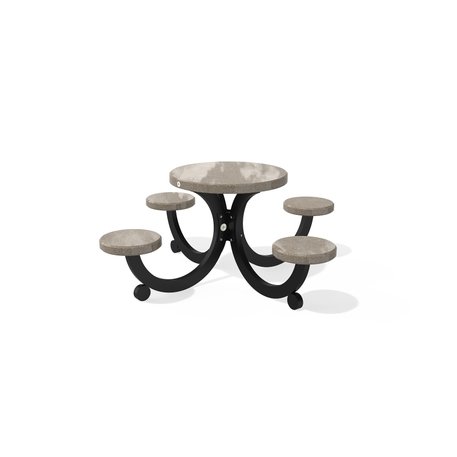Betoninis pikniko stalas su keturiomis sėdimomis vietomis, šlifuotu terrazzo paviršiumi 'Premium / 188x188xH/75cm / BS-427'