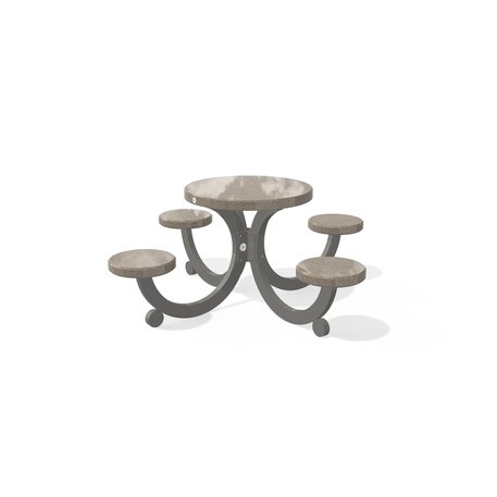 Betoninis pikniko stalas su keturiomis sėdimomis vietomis, šlifuotu terrazzo paviršiumi 'Premium / 188x188xH/75cm / BS-427'